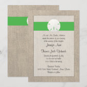 Uitnodiging tot weduwschap met zanddollar - groen (Voorkant / Achterkant)