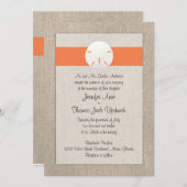 Uitnodiging tot weduwschap met zanddollar - Oranje (Voorkant / Achterkant)