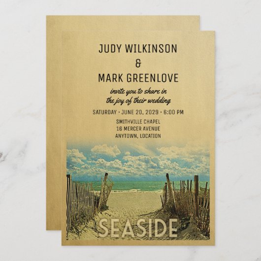 Uitnodiging tot weduwschap met zeestranden (Voorkant / Achterkant)