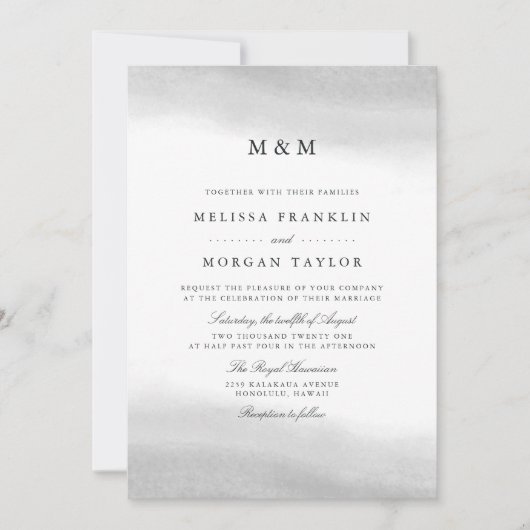 Uitnodiging tot weduwschap op een mist Monogram (Voorkant)