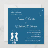 Uitnodiging tot weduwschap op zeezand | Navy Blue (Voorkant)