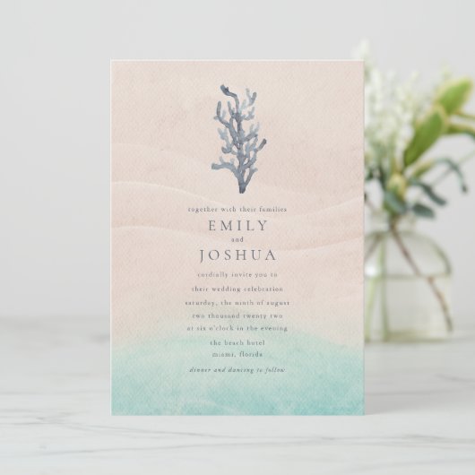 Uitnodiging tot weduwschap over kustWaterverf (Staand voorkant)