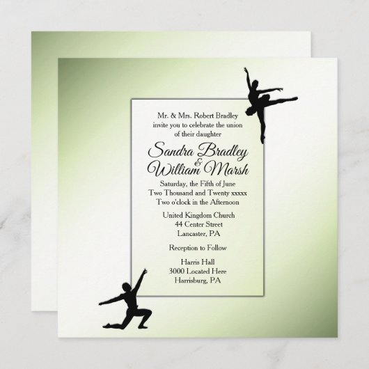 Uitnodiging tot weduwschap over liefdevolle groene (Voorkant / Achterkant)