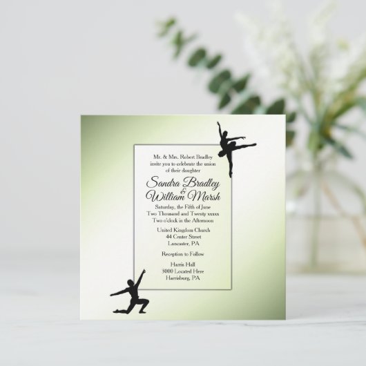 Uitnodiging tot weduwschap over liefdevolle groene (Staand voorkant)