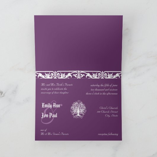 Uitnodiging tot weduwschap over paardenbont en wit (Binnen)