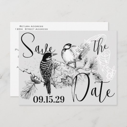 uitnodiging tot weduwschap over Tortelduifjes (Voorkant / Achterkant)