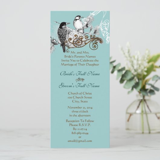 uitnodiging tot weduwschap over Tortelduifjes (Staand voorkant)