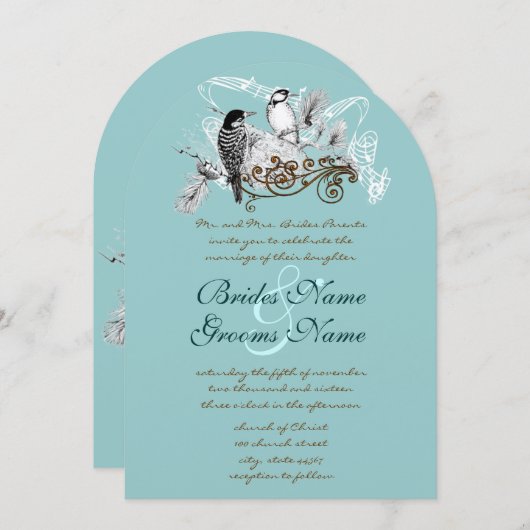 uitnodiging tot weduwschap over Tortelduifjes (Voorkant / Achterkant)