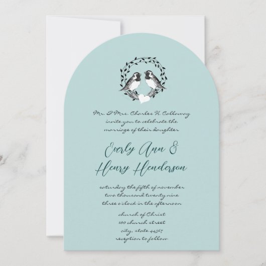 uitnodiging tot weduwschap over Tortelduifjes (Voorkant)