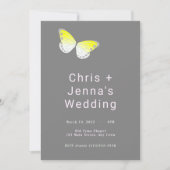 Uitnodiging tot weduwschap rond witte en gele vlin (Voorkant)