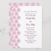 uitnodiging tot weduwschap tussen Damask (roze) (Voorkant / Achterkant)