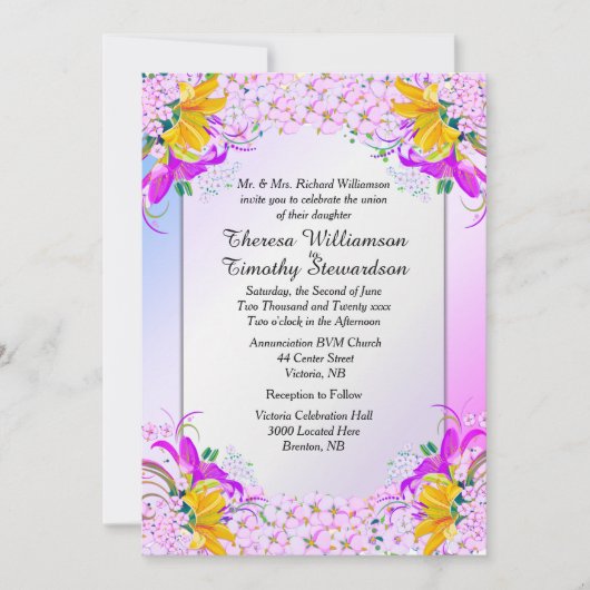 Uitnodiging tot weduwschap tussen mooie Vloertuine (Voorkant)