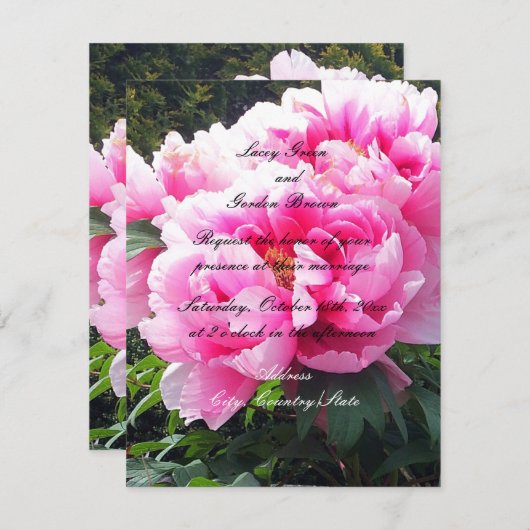 Uitnodiging tot weduwschap tussen prachtige roze v (Voorkant / Achterkant)