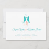 Uitnodiging tot weduwschap tussen Turquoise Coral  (Voorkant)