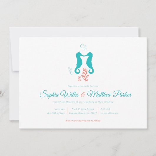 Uitnodiging tot weduwschap tussen Turquoise Coral  (Voorkant)