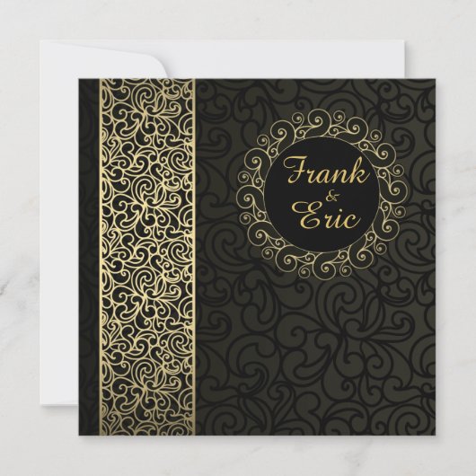 Uitnodiging tot weduwschap tussen zwarte en gouden (Voorkant)