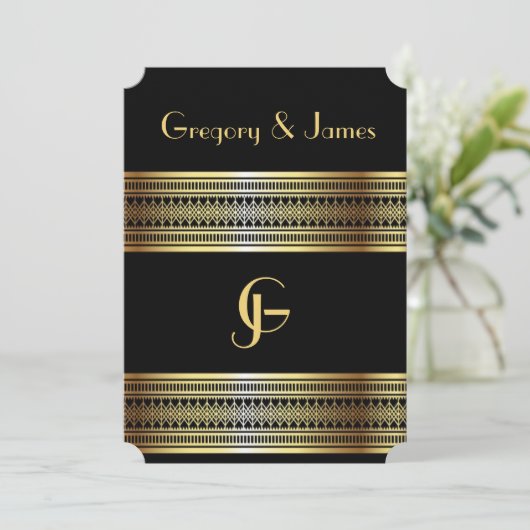 Uitnodiging tot weduwschap tussen zwarte en gouden (Staand voorkant)