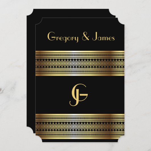 Uitnodiging tot weduwschap tussen zwarte en gouden (Voorkant / Achterkant)