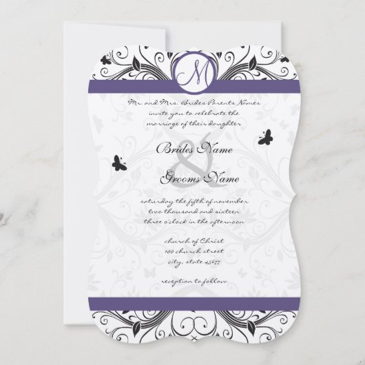 Uitnodiging tot weduwschap tussen zwarte en Paarse (Achterkant)