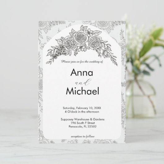 Uitnodiging tot weduwschap tussen zwarte en witte (Staand voorkant)