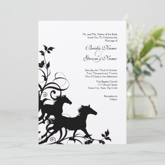 Uitnodiging tot weduwschap tussen zwarte en witte (Staand voorkant)