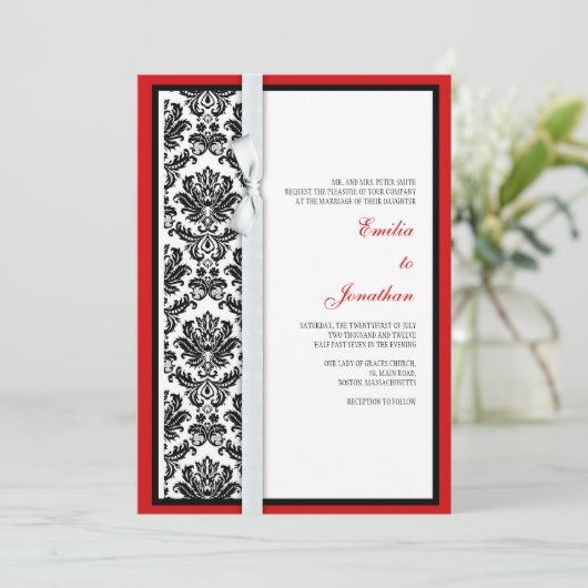 Uitnodiging tot weduwschap tussen zwarte en witte  (Staand voorkant)