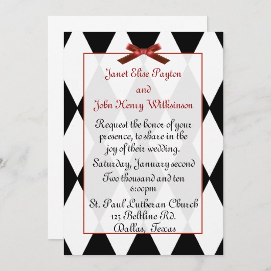 Uitnodiging tot weduwschap tussen zwarte en witte  (Voorkant / Achterkant)