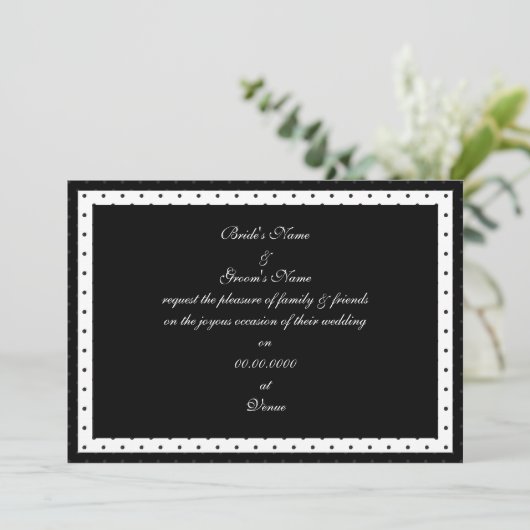 Uitnodiging tot weduwschap tussen zwarte en witte (Staand voorkant)