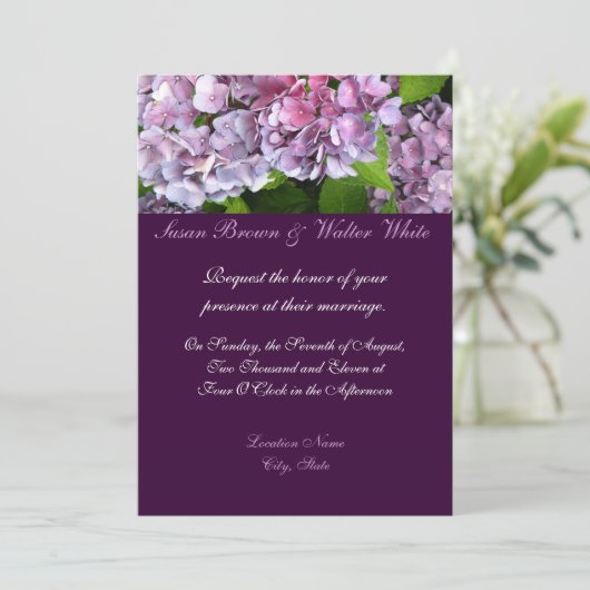 Uitnodiging tot weduwschap van Hydrangea (Staand voorkant)