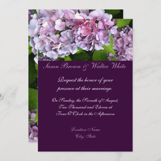 Uitnodiging tot weduwschap van Hydrangea (Voorkant / Achterkant)
