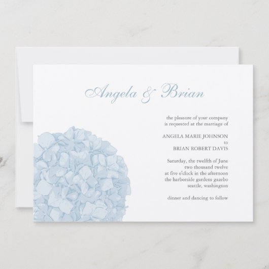 Uitnodiging tot weduwschap van Hydrangea (Voorkant)