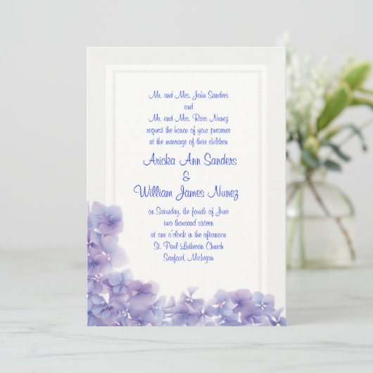 Uitnodiging tot weduwschap van Hydrangea (Staand voorkant)