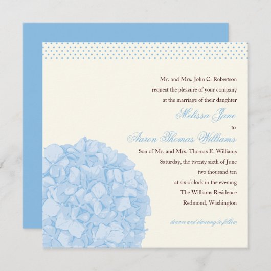 Uitnodiging tot weduwschap van Hydrangea (Voorkant / Achterkant)