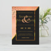 Uitnodiging tot weduwschap van zwarte en peach Gol (Staand voorkant)