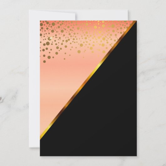 Uitnodiging tot weduwschap van zwarte en peach Gol (Achterkant)