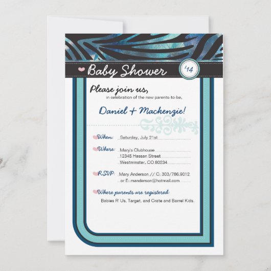 Uitnodiging tot zebra - Blue2 (Achterkant)