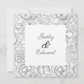 Uitnodiging tot -zwarte en witte-patroonbruiloft (Voorkant)