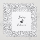 Uitnodiging tot -zwarte en witte-patroonbruiloft (Voorkant / Achterkant)