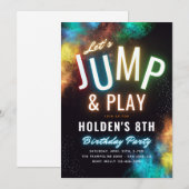 Uitnodiging Trampoline Feest | Spring Feest (Voorkant / Achterkant)