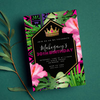 Uitnodiging Tropical Kente African Queen Birthday