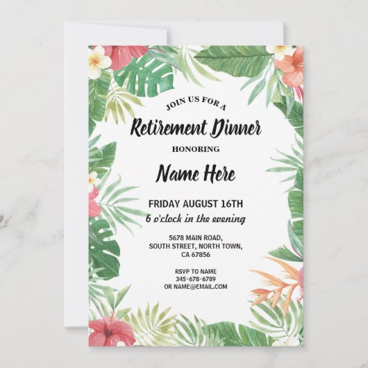 Uitnodiging Tropische Aloha Luau Summer Retirement (Voorkant)