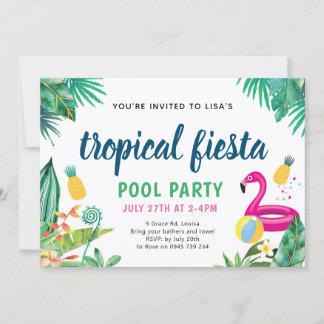 Uitnodiging Tropische Pool Party