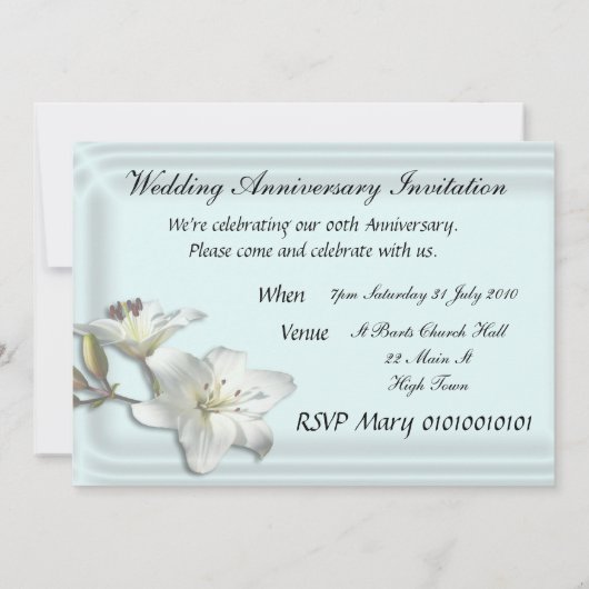 Uitnodiging Trouwerjaardag Lelies Sjabloon (Achterkant)