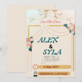 Uitnodiging Trouwfeest - Bewerkbare Sjabloon (Voorkant / Achterkant)