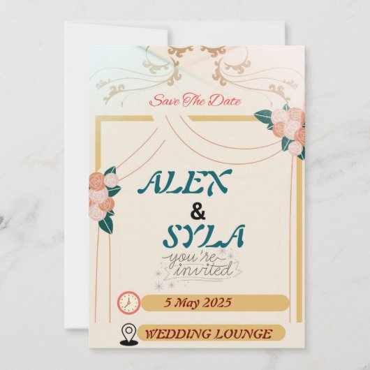 Uitnodiging Trouwfeest - Bewerkbare Template (Voorkant)