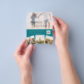 Uitnodiging Trouwfoto's met Zee Glas QR Code Bewaa Flyer (Hand)