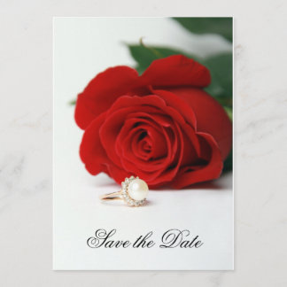 Uitnodiging trouwkaart, Red Rose, sparen de Datum
