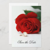 Uitnodiging trouwkaart, Red Rose, sparen de Datum (Voorkant / Achterkant)