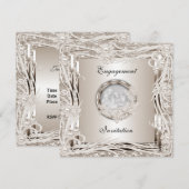 Uitnodiging Trouwt Verloofde Sepia Bloem Frame (Voorkant / Achterkant)