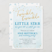 Uitnodiging Twinkle Twinkle Little Star Feest (Voorkant / Achterkant)